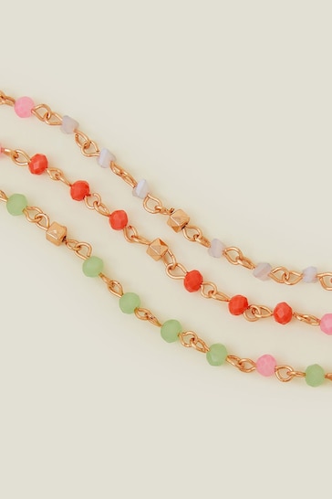 Accessorize Orange Longline Layered Facet Bead Necklace