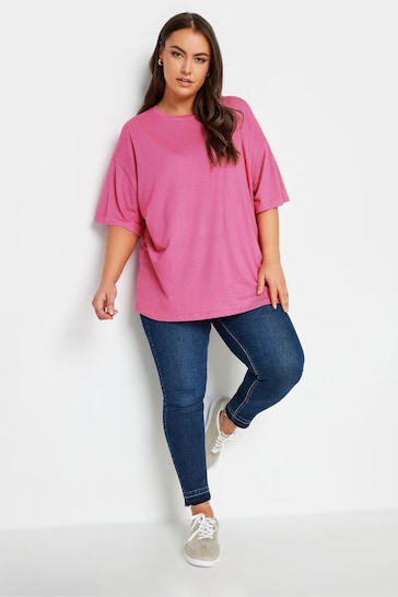 Yours Curve Pink Oversized Boxy T-Shirt