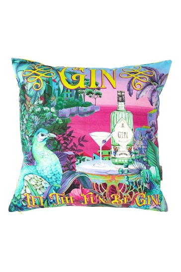 Joe Browns Purple Let The Fun Be Gin Reversible Garden Cushion