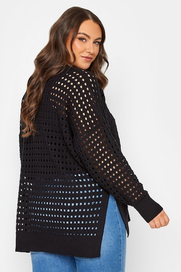 Yours Curve Black Asymetrical Mesh Jumper