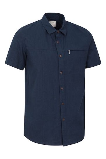Mountain Warehouse Blue Mens Coconut Slub Texture Cotton Shirt