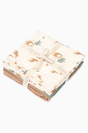 MORI Cream Organic Cotton Muslin Blanket 3 Pack