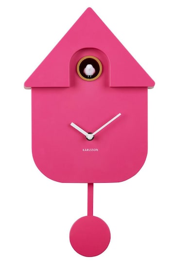 Karlsson Bright Pink Modern Cuckoo ABS Wall Clock