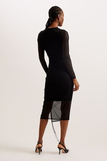 Ted Baker Black Bodycon Lyann Dress With Gathering