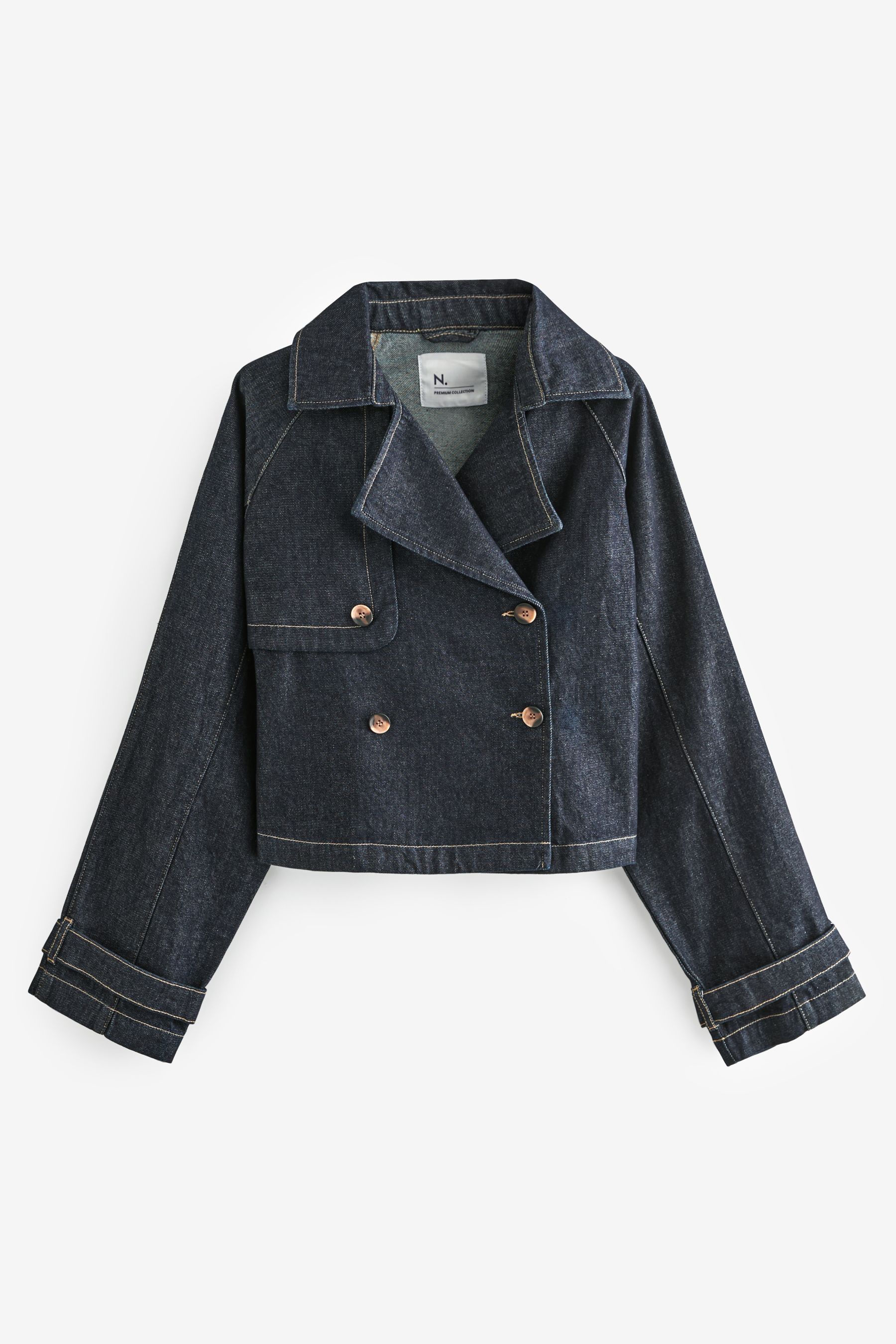 Buy Rinse Blue Cropped Denim Trench 100 Cotton Coat from the Next UK online shop