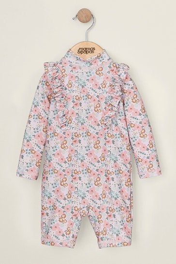 Mamas & Papas Pink Jardin Floral Print Short Sleeve Rash Suit