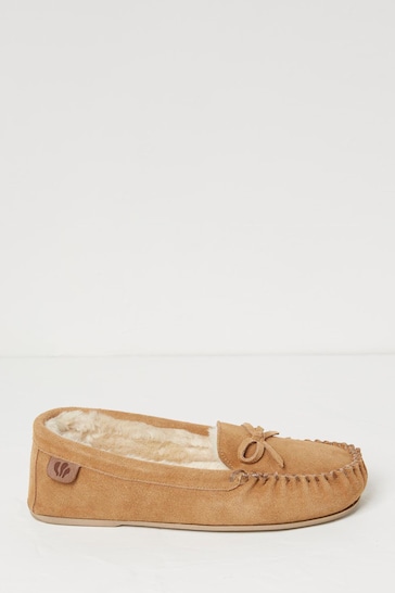 FatFace Brown Cara Suede Moccasin Slippers