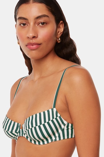 Whistles Green Stripe Bikini Top