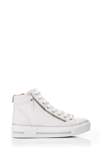 Moda in Pelle Annaken High Top Chunky Sole Lace up White Trainers