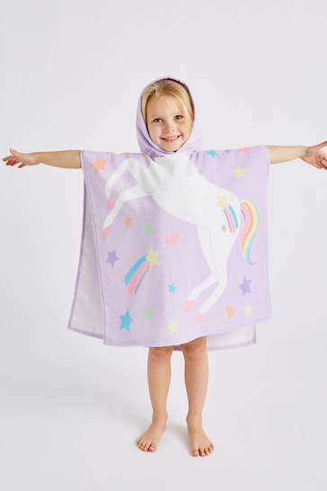 Catherine Lansfield Purple Unicorn Hooded Poncho Towel