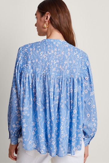 Monsoon Blue Dahlia Print Shirt