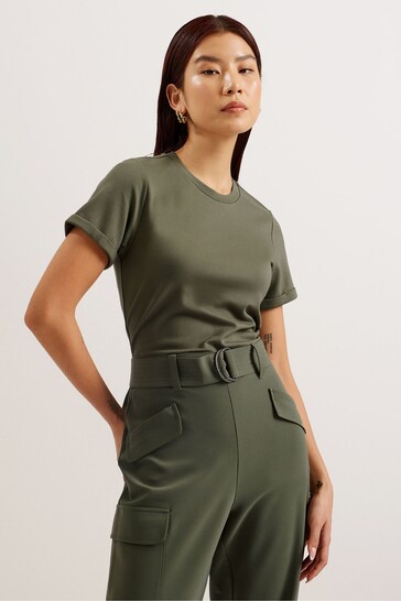 Ted Baker Green Graciej High Waisted Belted Tapered Cargo Jumpsuit