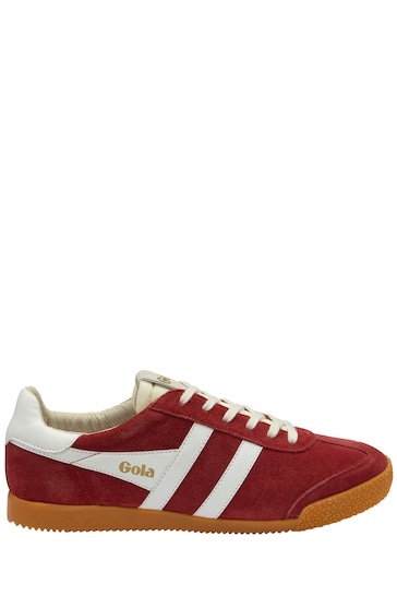 Gola Red Mens Elan Suede Lace-Up Trainers