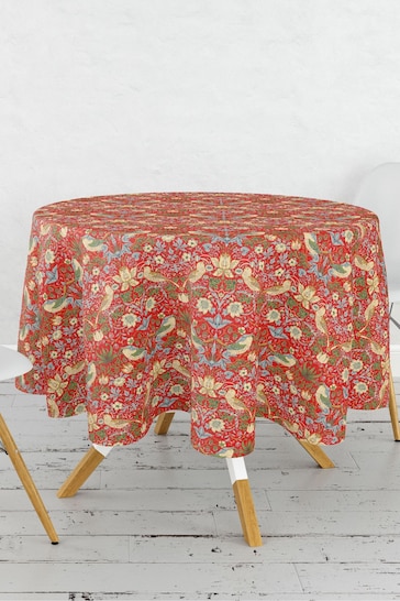 William Morris Gallery Red Strawberry Thief Wipe Clean Table Cloth