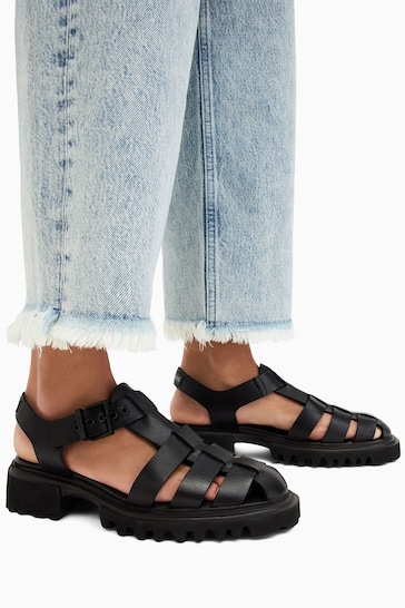 AllSaints Black Nessa Sandals