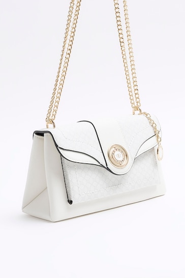 River Island White Monogram Pocket Shoulder Bag