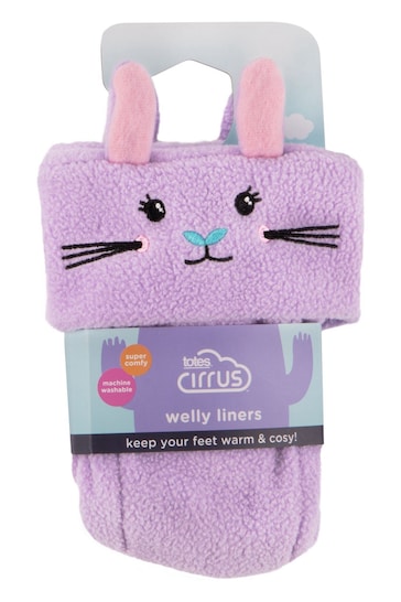 Totes Purple Childrens Bunny Welly Liner Socks