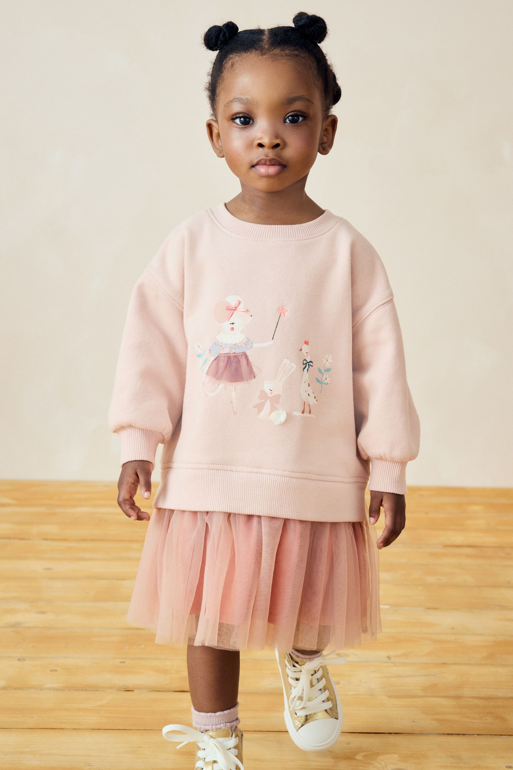Light Pink 2 in 1 Long Sleeve Jumper Dress 3mths 7yrs