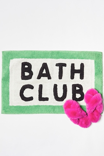 Oliver Bonas Green Bath Club Rectangular Bathmat