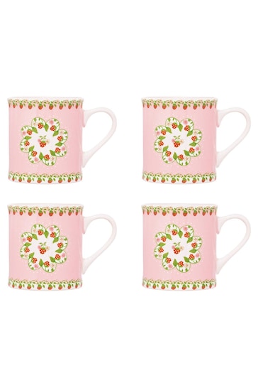 Cath Kidston Set of 4 Pink Strawberry Mollie Mugs