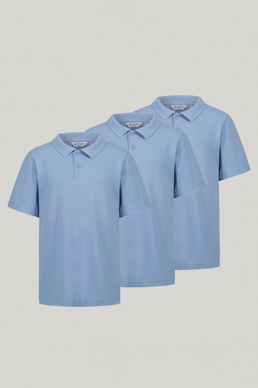 Trutex Unisex Blue 3 Pack Short Sleeve School Polo Shirts