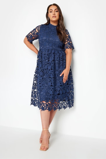 YOURS LONDON Curve Blue Crochet Lace Midi Dress