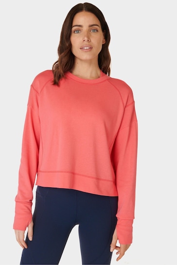 Sweaty Betty Coral Pink After Class Crop Sweatshirt