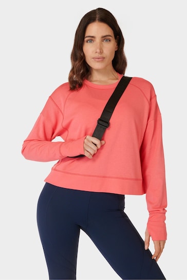 Sweaty Betty Coral Pink After Class Crop Sweatshirt