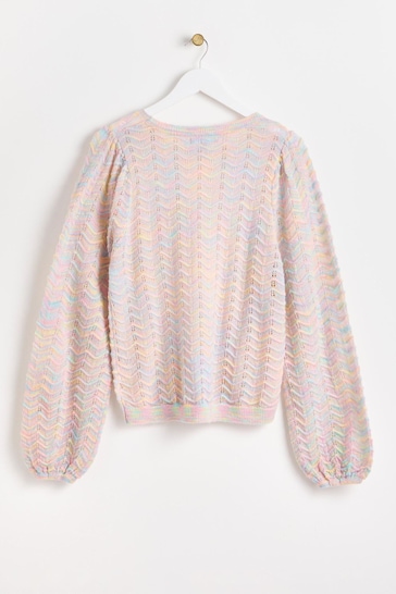 Oliver Bonas Wavy Pastel Knitted Pink Jumper