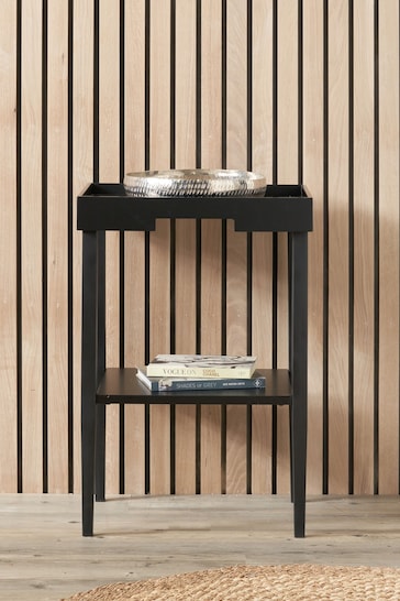 Pacific Black Marnie Wood Side Table with Shelf