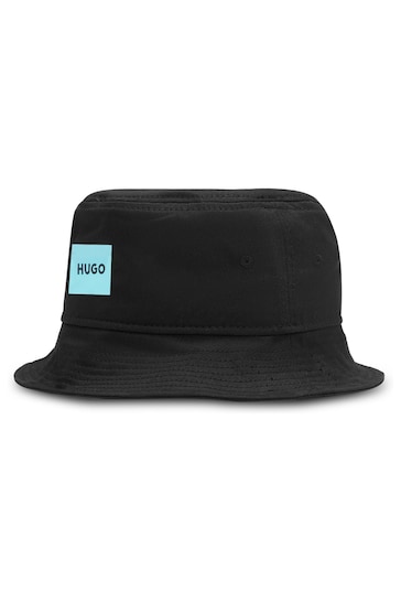 HUGO Cotton-Twill Black Bucket Hat With Logo Label