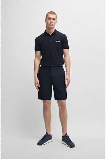 BOSS Blue Slim-Fit Shorts in Water-Repellent Easy-Iron Fabric