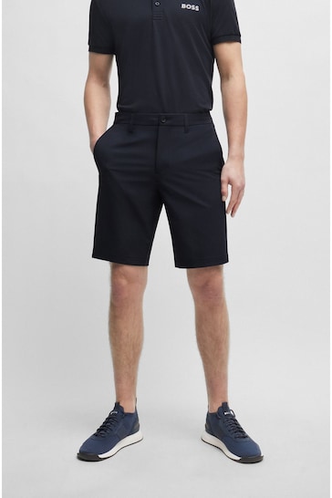 BOSS Blue Slim-Fit Shorts in Water-Repellent Easy-Iron Fabric