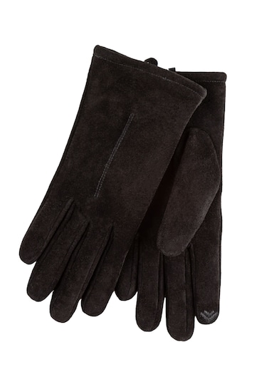 Totes Black Ladies Isotoner One Point Suede Gloves