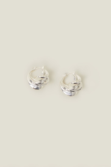 Accessorize Sterling Silver Plated Chunky Twist Hoops