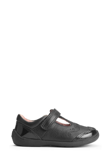 Start-Rite Dazzle Black Leather & Patent T-Bar First School Shoes