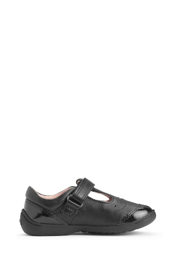 Start-Rite Dazzle Black Leather & Patent T-Bar First School Shoes