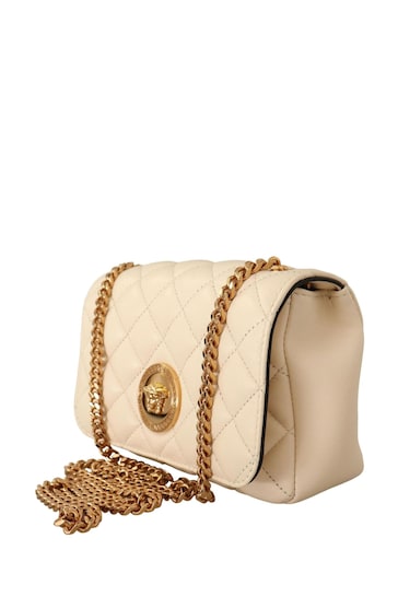 Versace Small Nappa Leather Medusa Crossbody Cream Bag