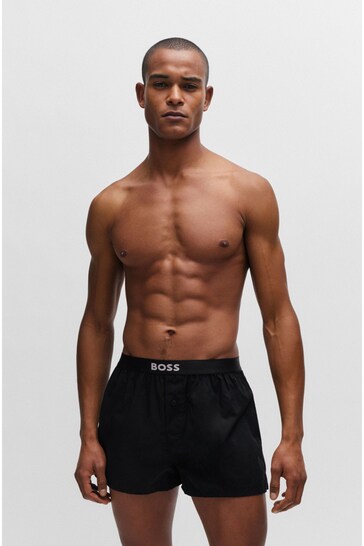 BOSS Natural Two-Pack Of Cotton Pyjama Shorts With Logo Waistbands