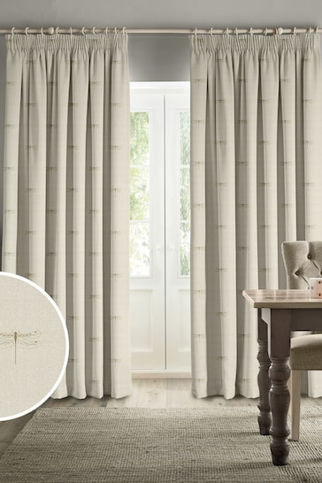 Sophie Allport Neutral Gold Vector Dragonfly Made to Measure Curtains
