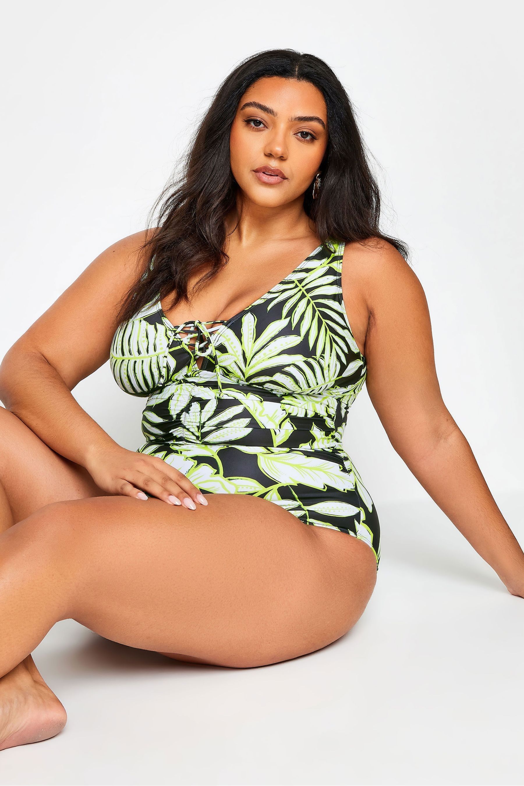Yours Curve Black Plunge Swimsuit