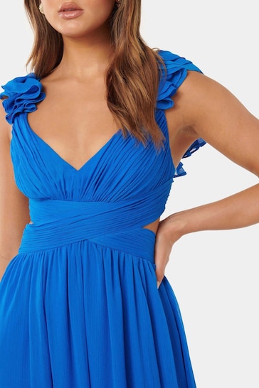 Forever New Blue Selena Ruffle Shoulder Maxi Dress