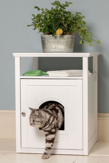 Lords and Labradors White Wooden Cat Washroom