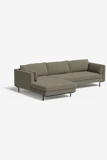 MADE.COM Cotton Weave Dark Olive Harlow Left Hand Facing Corner Sofa