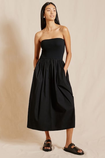 Albaray Woven Mix Bandeau Black Dress