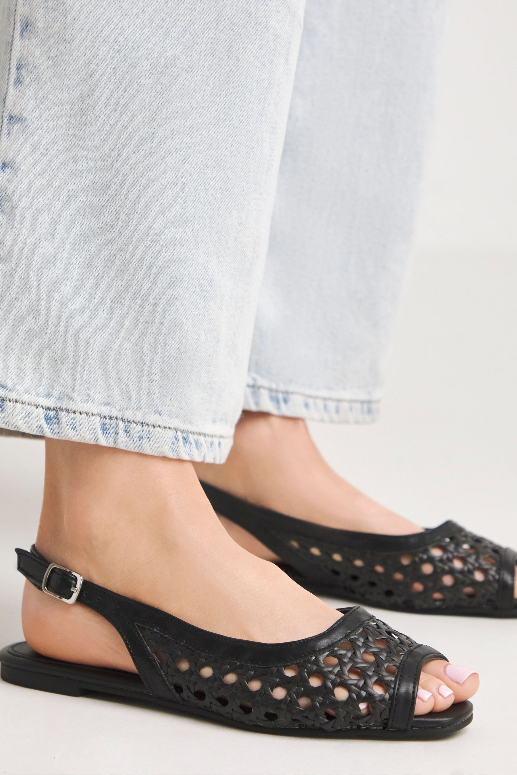 Black peep toe flats best sale