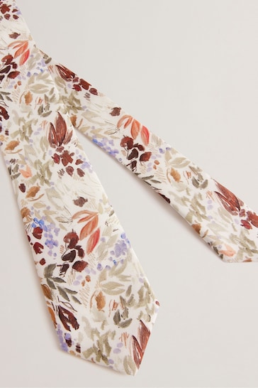 Ted Baker White Moiselt Bold Floral Silk Tie
