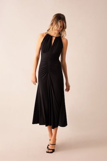 Ro&Zo Jersey Halterneck Midi Black Dress
