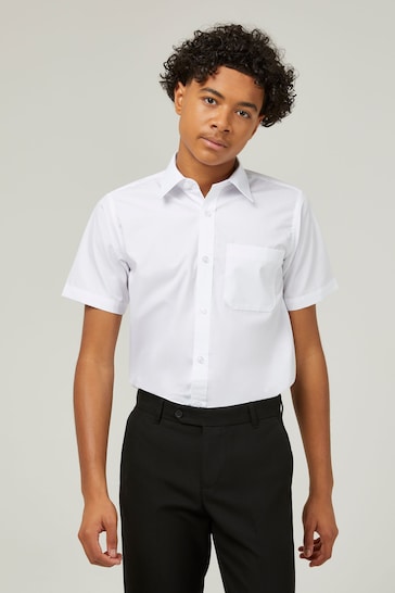 Trutex White Regular Fit Short Sleeve 2 Pack School Shirts