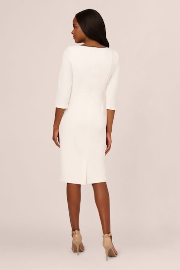 Adrianna Papell Tipped Crepe Tie White Dress